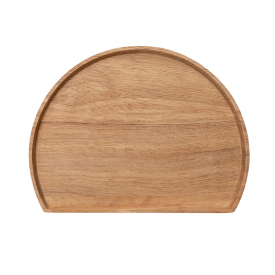 11" Natural Modern Wood Semi Circle Tray